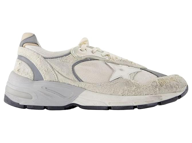 Running Dad Sneakers - Golden Goose Deluxe Brand - Leather - White/silver Pony-style calfskin  ref.1354988